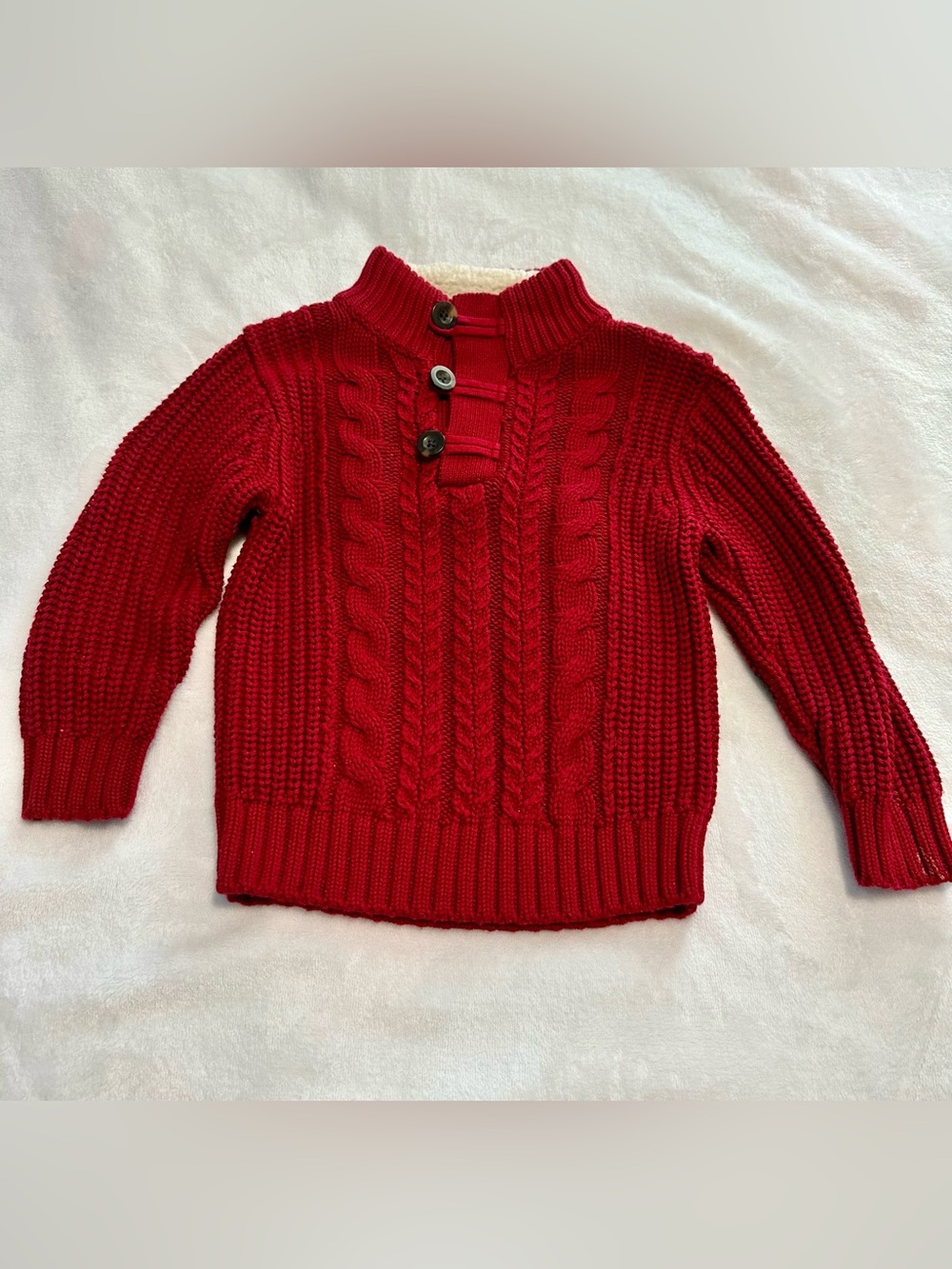 GAP Red Cable-Knit Pullover Sweater with Button Collar